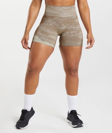 Women's Gymshark Adapt Camo Seamless Shorts Olive | NZ 6YHCPX